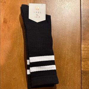On Trend! Long Black Grip Socks with white stripes 🦓🦓🦓🦓